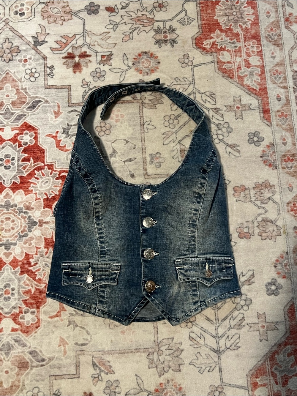 TRUE RELIGION Scoop Neck Denim Vest Corset